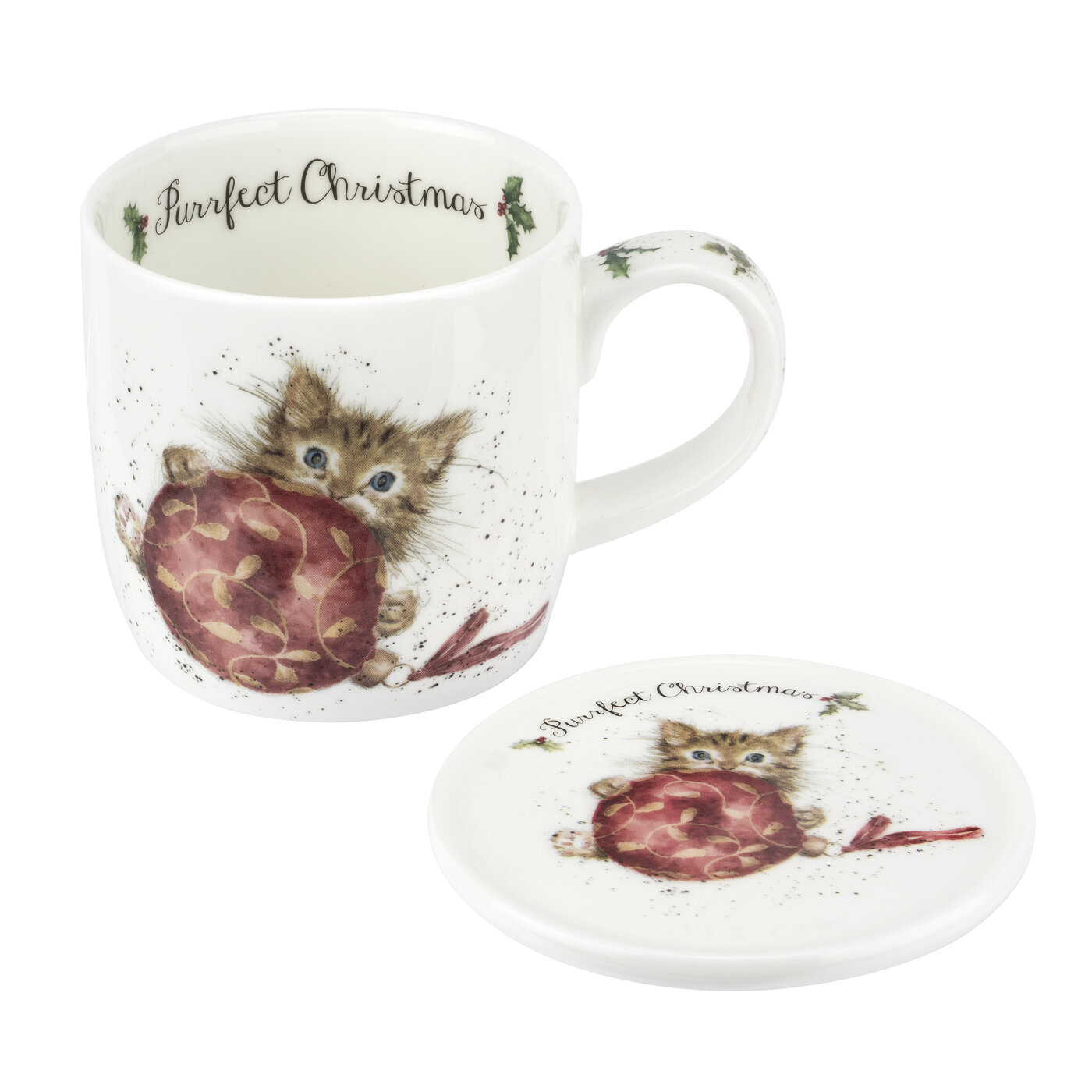 Wrendale Designs Mug & Coaster Set Purrfect Christmas, Kitten image number null